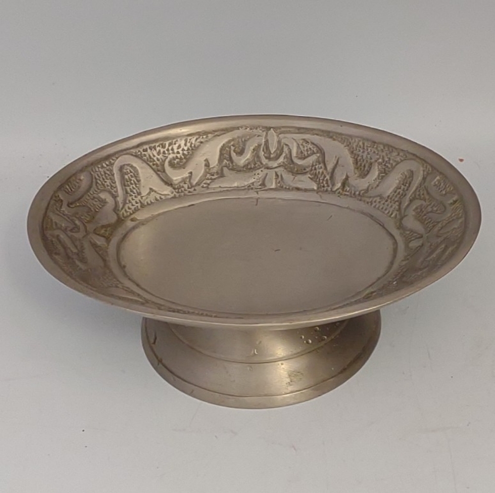 Vintage Croscill Canterbury 51 Silver Footed Soap Dish | Ornate Embossed Border
